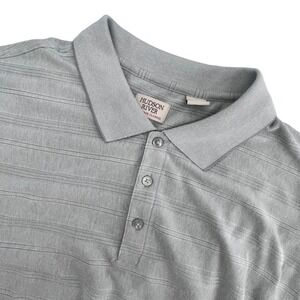Hudson River‎ Men's Polo Shirt XXL 2X Gray Striped Heritage Classics Neutral